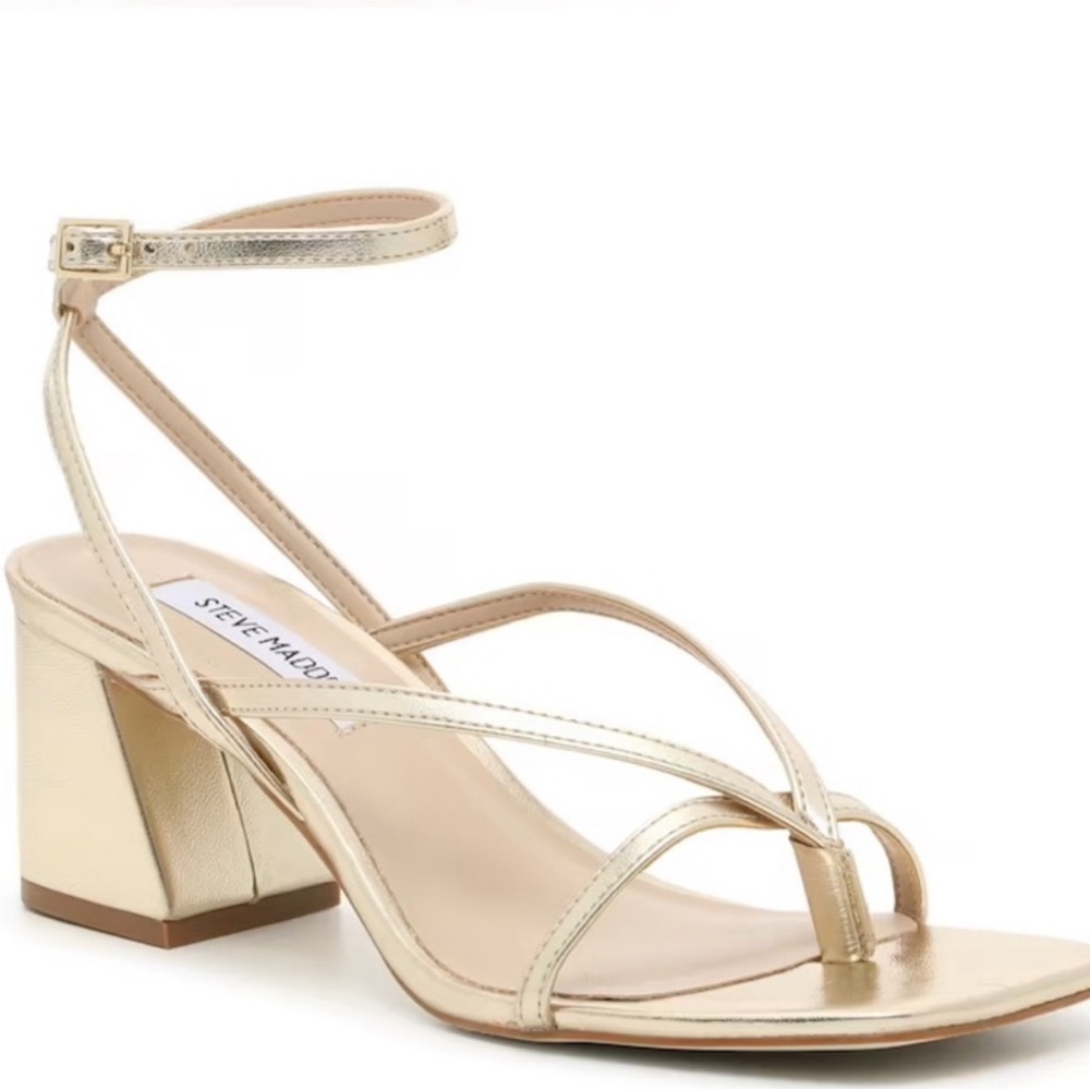 Steve Madden gold Alaina thong sandal/heel